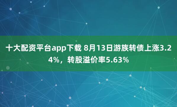 十大配资平台app下载 8月13日游族转债上涨3.24%，转股溢价率5.63%